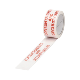 Printed Contents Checked Tape 50mm x 66m White Red 6 Pack 114528 F