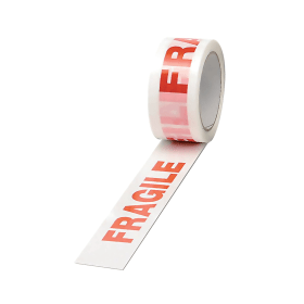 Printed Fragile Tape 50mm x 66m White Red 6 Pack 133407 F