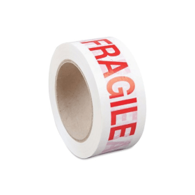 Printed Fragile Vinyl Tape 50mm x 66m White Red 6 Pack 145044 F