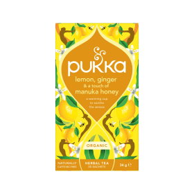 Pukka Organic Lemon Ginger and Manuka Honey Tea Bags 20 Pack 904171 F
