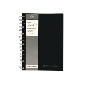 Pukka Pad Feint Ruled Wirebound Notebook 160 Pages A5 Black 5 Pack 123336 F