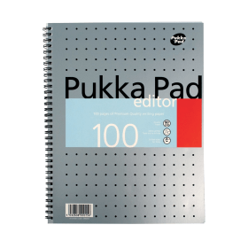 Pukka Pad Notepad Wirebound Ruled 100 Pages A4 Silver 3 Pack 125795 F