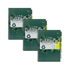 Pukka Pad Recycled Project Book A4 Green 3 Pack 798253 F