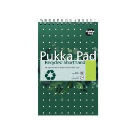 Pukka Pad Recycled Shorthand Jotta Pad Wirebound 80gsm Ruled 160 Pages 128mm x 203mm Green 3 Pack 924818 F