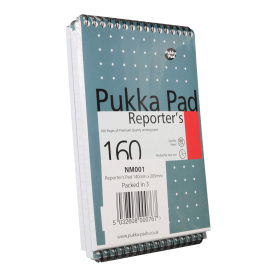 Pukka Pad Reporter s Shorthand Notepad Wirebound 80gsm Ruled 160 Pages 205mm x 140mm Blue 3 Pack 111181 F