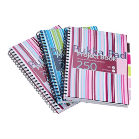 Pukka Pad Stripes Hardback Project Notebook A4 Blue Pink 3 Pack 123795 F
