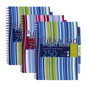 Pukka Pad Stripes Polypropylene Project Book A4 Blue Pink 3 Pack 117074 F