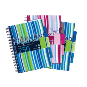 Pukka Pad Stripes Polypropylene Project Book A5 Assorted 3 Pack 115108 F