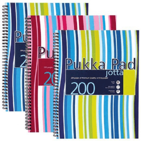Pukka Pad Stripes Polypropylene Wirebound Jotta Notebook 200 Pages A4 Blue Pink 3 Pack 100710 F