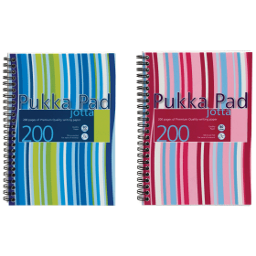 Pukka Pad Stripes Polypropylene Wirebound Jotta Notebook 200 Pages A5 Blue Pink 3 Pack 124190 F