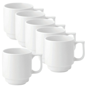 Pure White Stacking Mug 285ml 6 Pack 893931 F