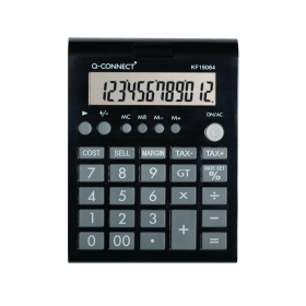 Q Connect 12 Digit Business Table Top Calculator Medium Black 893520 F