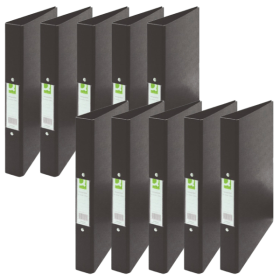 Q Connect 2 Ring Binder 25mm A4 Black 10 Pack 124029 F