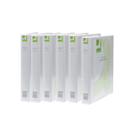 Q Connect A4 25mm Presentation 2D Ring Binder White 6 Pack KF72645 393173 F