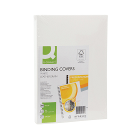 Q Connect A4 Leathergrain Comb Binder Cover 250gsm White 100 Pack 129590 F