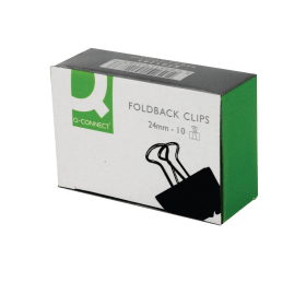 Q Connect Black Foldback Clip 24mm 10 Pack KF01283 104167 F