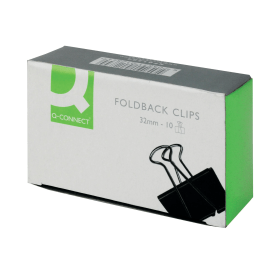 Q Connect Black Foldback Clip 32mm 10 Pack KF01284 126332 F