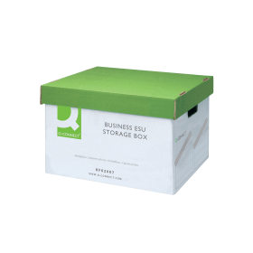 Q Connect Business Storage Box Green and White 10 Pack 125519 F