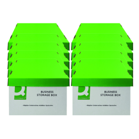 Q Connect Business Storage Box Green and White 10 Pack 137091 F