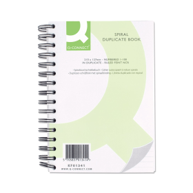 Q Connect Carbonless Feint Ruled Wirebound Duplicate Book 100 Sets 210mm x 127mm 135256 F