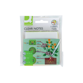Q Connect Clear Notes 45 Sheets 76mm x 76mm Semi Transparent Assorted 4 Pack 817855 F
