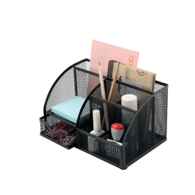 Q Connect Curved Desktop Organiser 7 Compartments Black KF17295 573337 F