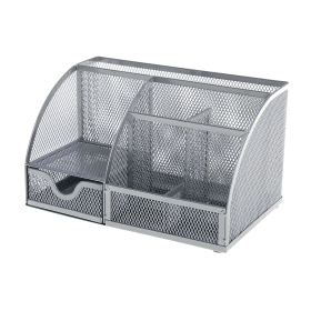 Q Connect Curved Desktop Organiser 7 Compartments Silver 573338 F