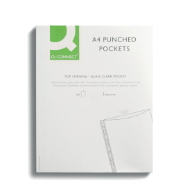 Q Connect Delux Top Opening Punched Pocket A4 Clear 100 Pack 146416 F