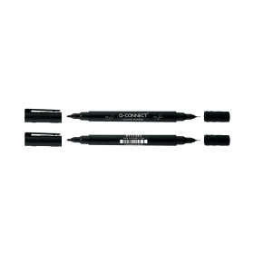 Q Connect Dual Tip Marker Pen Black 10 Pack 761650 F