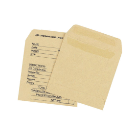 Q Connect Envelope Wage 108x102mm Printed Self Seal 90gsm Manilla 1000 Pack 110395 F