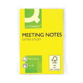 Q Connect Extra Sticky Meeting Pads 45 Sheets 101mm x 150mm Assorted 4 Pack 795714 F