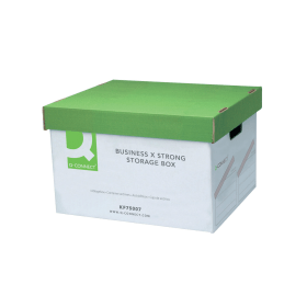 Q Connect Extra Strong Business Storage Box Green and White 10 Pack 461914 F
