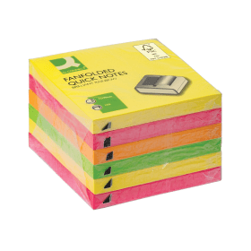 Q Connect Fanfold Notes 100 Sheets 76mm x 76mm Assorted 6 Pack 761652 F