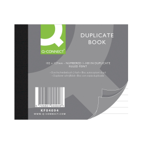 Q Connect Feint Ruled Duplicate Book 100 Sets 102mm x 127mm 105136 F