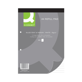 Q Connect Feint Ruled Margin Headbound Refill Pad 200 Pages A4 5 Pack 112082 F