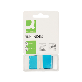 Q Connect Film Index Page Markers 25x45mm Blue 50 Pack KF03632 164810 F