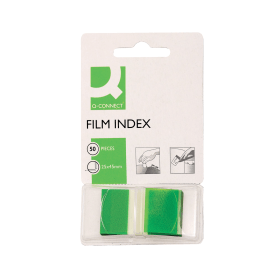 Q Connect Film Index Page Markers 25x45mm Green 50 Pack KF03635 134988 F