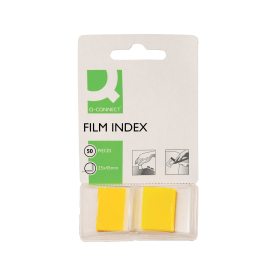 Q Connect Film Index Page Markers 25x45mm Yellow 50 Pack KF03634 124592 F