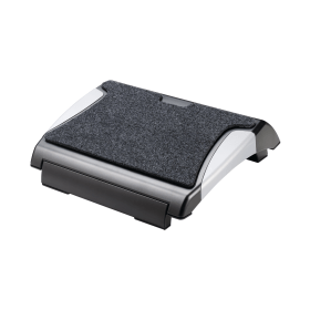 Q Connect Footrest with Removable Carpet Black Silver 120465 F