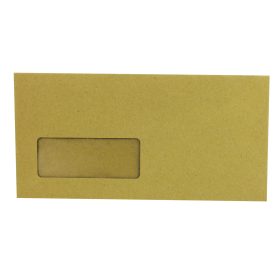 Q Connect Gummed DL Windowed Wallet Envelope 70gsm Manilla 1000 Pack 115143 F