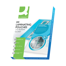 Q Connect Heavy Duty Laminating Pouches A4 350 Micron Gloss 100 Pack 761649 F