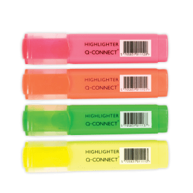 Q Connect Highlighter Assorted 4 Pack 109542 F