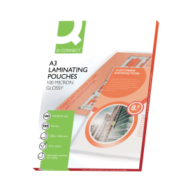 Q Connect Laminating Pouch A3 200 Micron Gloss 100 Pack 125440 F