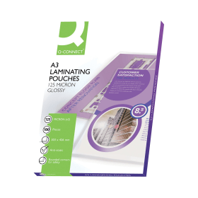Q Connect Laminating Pouch A3 250 Micron Gloss 100 Pack 114398 F