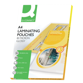 Q Connect Laminating Pouch A4 160 Micron Gloss 100 Pack KF04114 149789 F