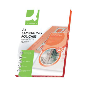 Q Connect Laminating Pouch A4 200 Micron Gloss 100 Pack KF04115 143659 F