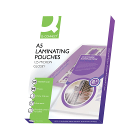 Q Connect Laminating Pouch A5 250 Micron Gloss 100 Pack 146236 F