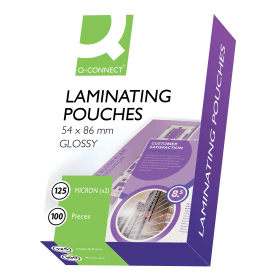 Q Connect Laminating Pouches 250 Micron Gloss 100 Pack 125147 F