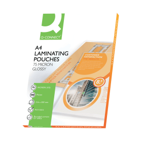 Q Connect Laminating Pouches A4 150 Micron Gloss 100 Pack KF11412 761654 F