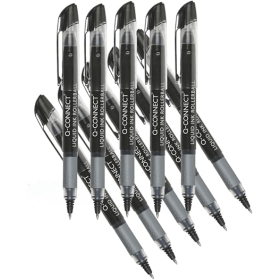 Q Connect Liquid Ink Rollerball Pen 0.4mm Line Black 10 Pack 104656 F